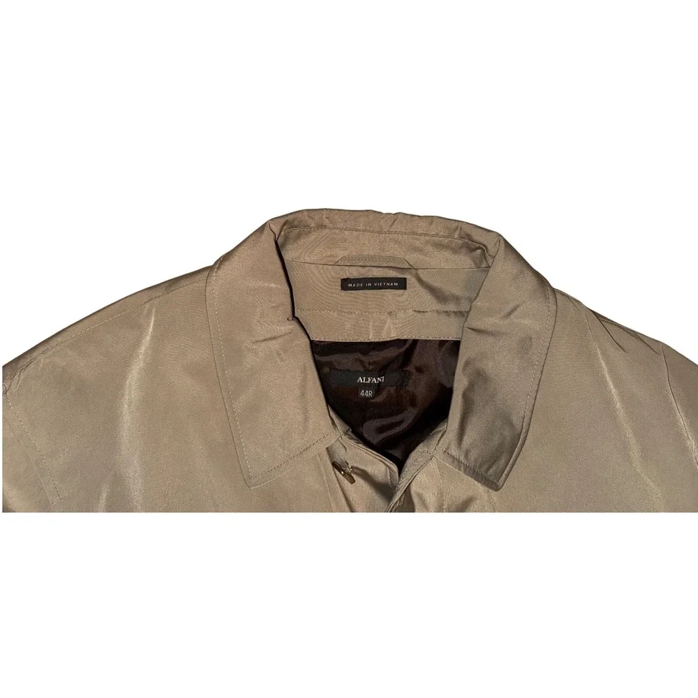 Alfani Mens Tan Lightweight‎ Full Zip Collared Trench Coat Jacket Size 44R